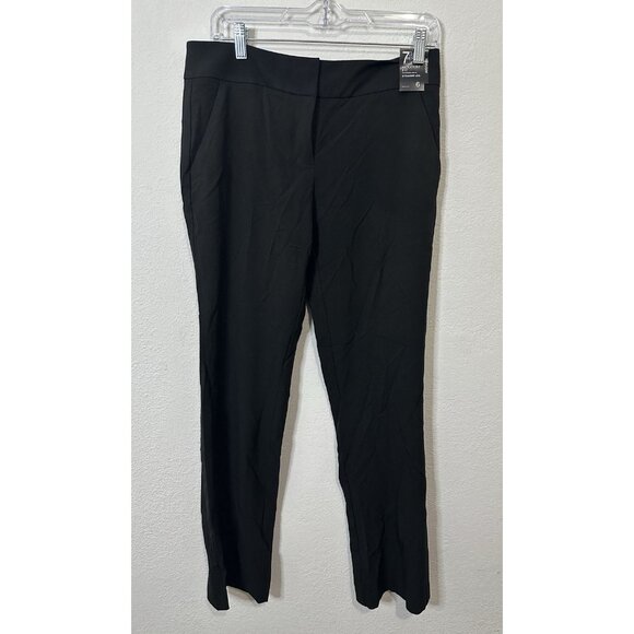 NY&C 7th Design Straight Leg Stretch Waist Black Work Pants Size 6 - Picture 1 of 11